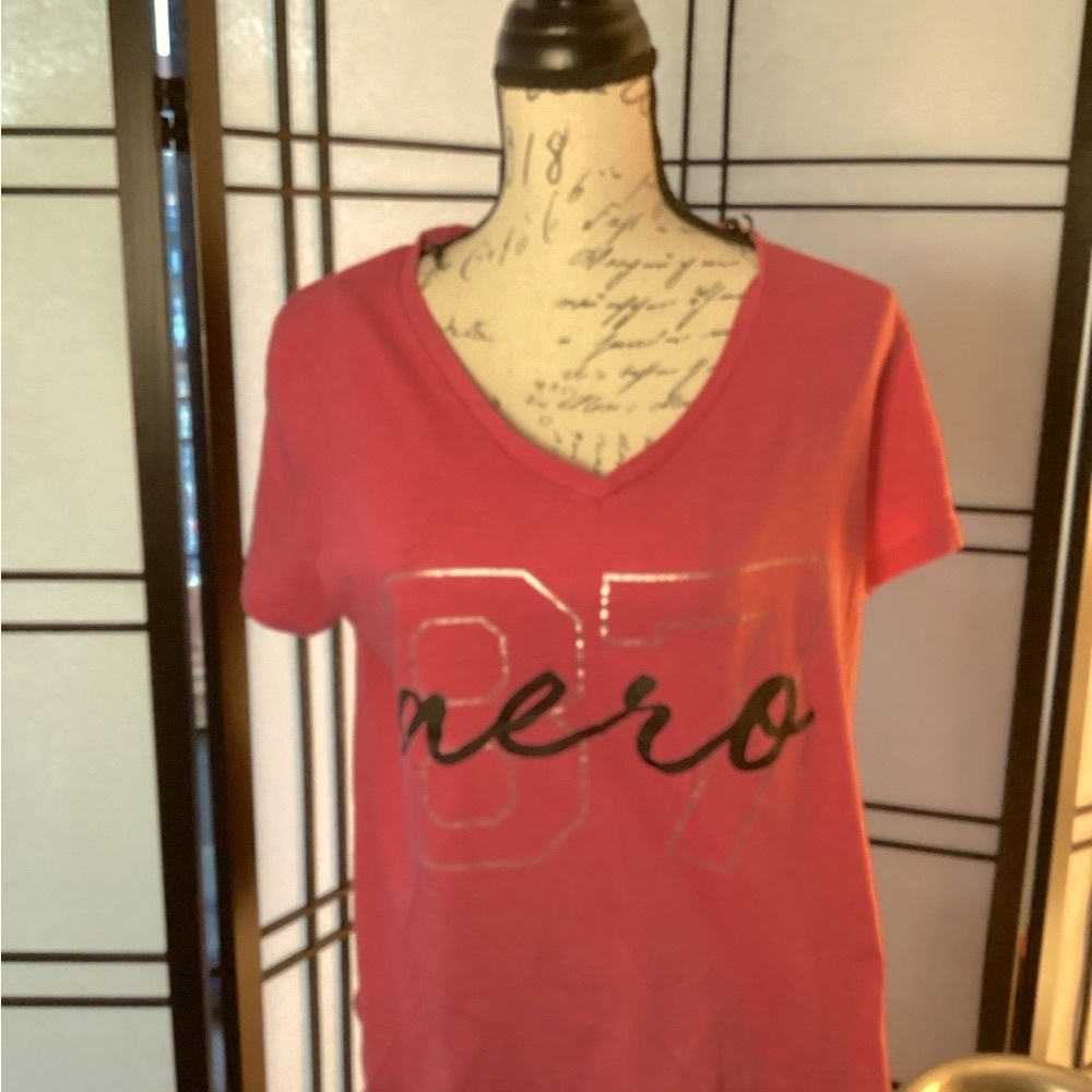 XL HOT PINK AERO 97 T SHIRT ACCENT IN SILVER & BLACK